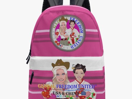 GLOBAL FREEDOM UNITED©   WOMEN CHINA & USA   PINK All-over-print Canvas Backpack Online now