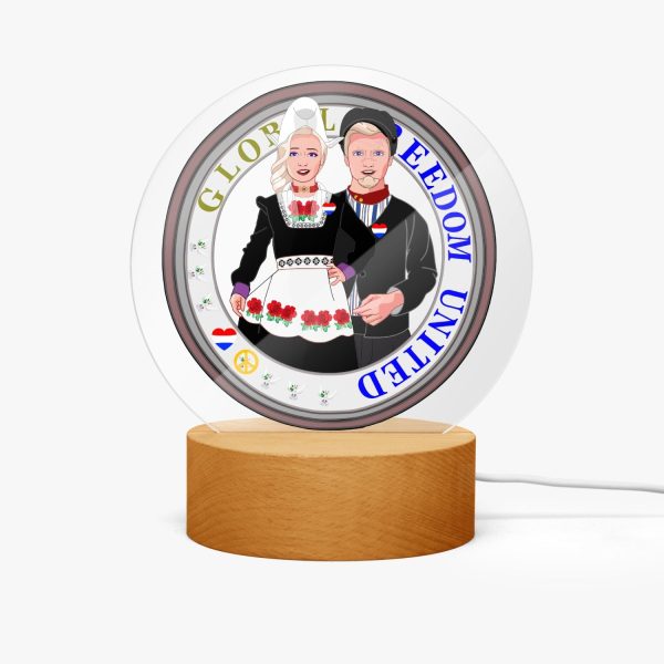 GLOBAL FREEDOM UNITED© Couple Nederland Acrylic Plaque with Stand - Round Online Hot Sale