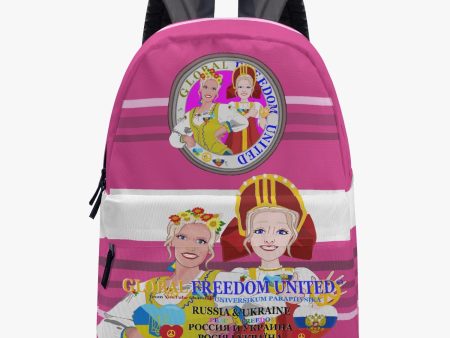 GLOBAL FREEDOM UNITED WOMEN UKRAIN & RUSSIA OLD PEACE PINK All-over-print Canvas Backpack For Sale