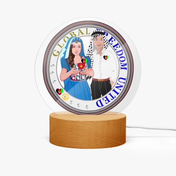 GLOBAL FREEDOM UNITED© Couple Afghanistan Acrylic Plaque with Stand - Round Online now