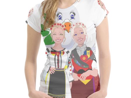 Women´s T-shirt GLOBAL FREEDOM UNITED© Women Romania & Germany BIG For Cheap