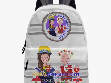 GLOBAL FREEDOM UNITED WOMEN CROATIA & HUNGARIA OLD PEACE  GREY All-over-print Canvas Backpack Sale