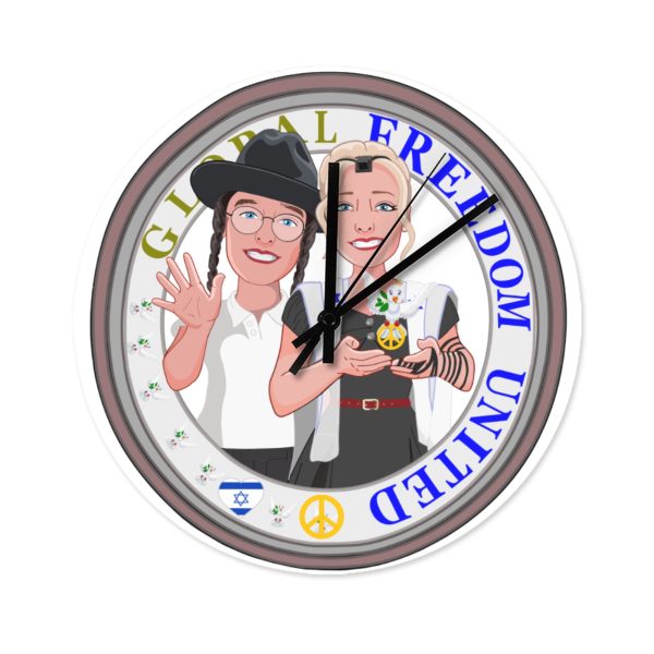 Wooden Wall Clock Without Scale Global Freedom United© Couple Israel Hot on Sale