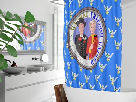 GLOBAL FREEDOM UNITED MEN RUSSIA & GERMANY OLD PEACE BLUE Quick-drying Shower Curtain on Sale