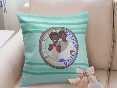 Pillow Cover GLOBAL FREEDOM UNITED©  Couple USA Afro American Light Green Supply