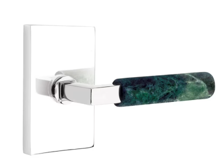 Emtek 5316.LSSRG.MRGN.LH Select Passage , Urban Modern Rosette , L-Square Stem , Green Marble Handle , LH Online Hot Sale